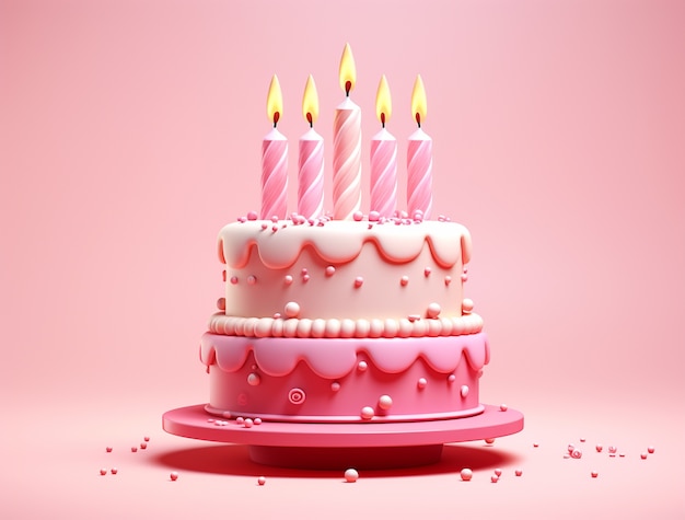 Free photo view of 3d delicious looking cake with candles