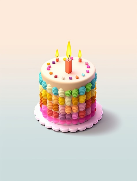 Free photo view of 3d delicious looking cake with lit candle