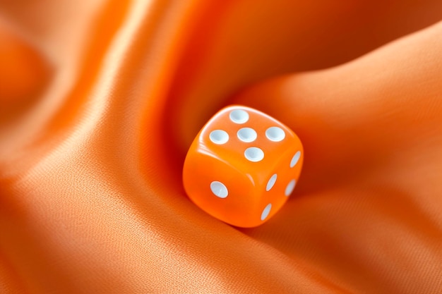 Free photo view of 3d dice with silk textile