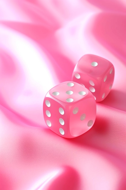 Free photo view of 3d dice with silk textile