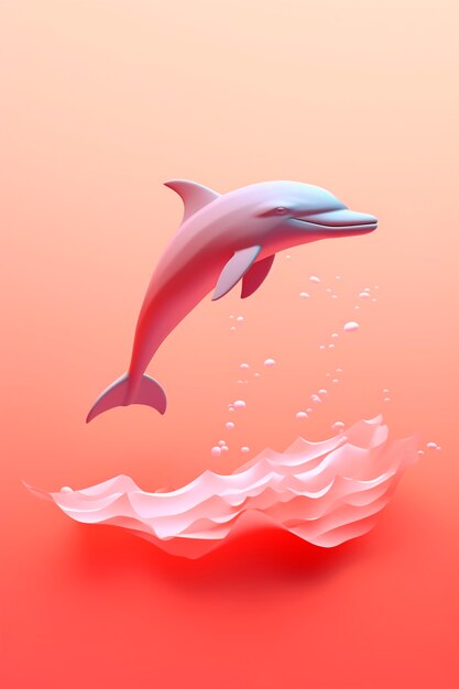 View of 3d dolphin with vibrant colors