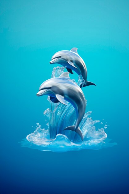 View of 3d dolphin with vibrant colors