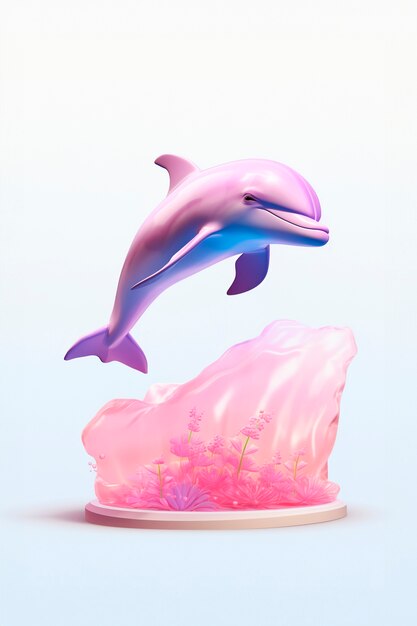 View of 3d dolphin with vibrant colors