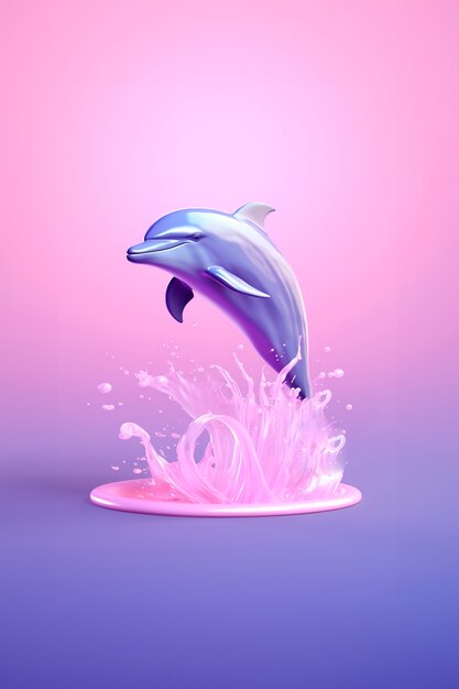 Вид 3D-дельфина с яркими цветами