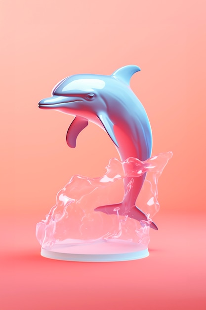 Free photo view of 3d dolphin with vibrant colors