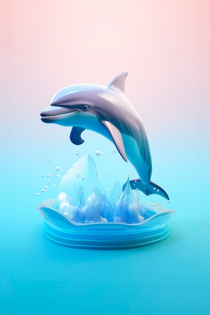 Free photo view of 3d dolphin with vibrant colors