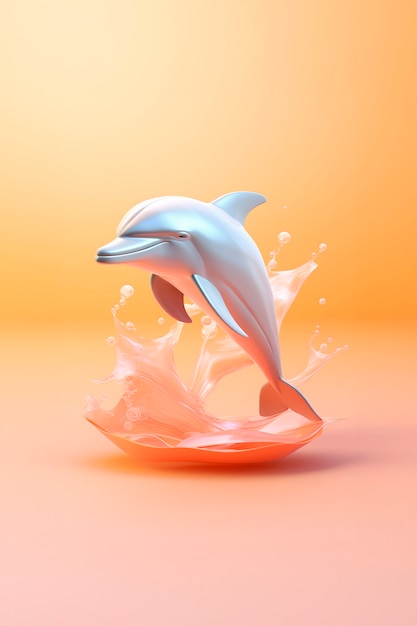 View of 3d dolphin with vibrant colors