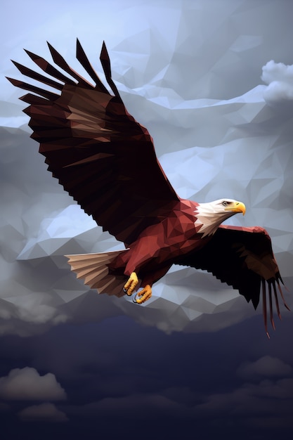 Free photo view of 3d eagle flying in the sky