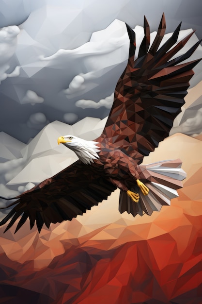 Free photo view of 3d eagle flying in the sky