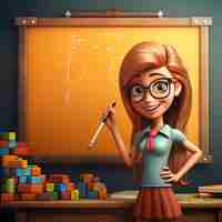 Free photo view of 3d female teacher