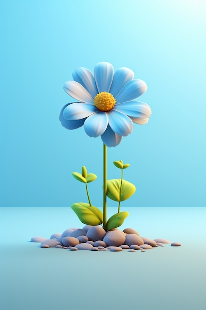 Free photo view of 3d flower with rocks