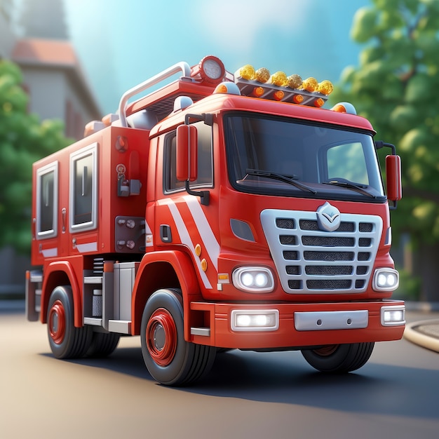 View of 3d graphic fire truck