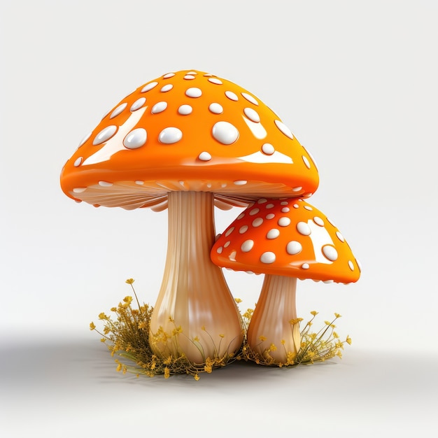 View of 3d graphic mushrooms