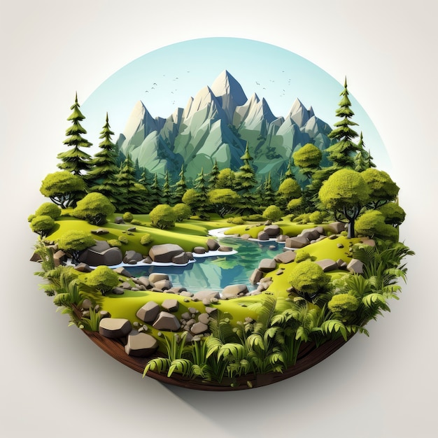 Free photo view of 3d graphic nature landscape