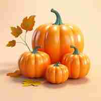 Free photo view of 3d graphic pumpkins