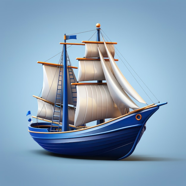 View of 3d graphic sail ship