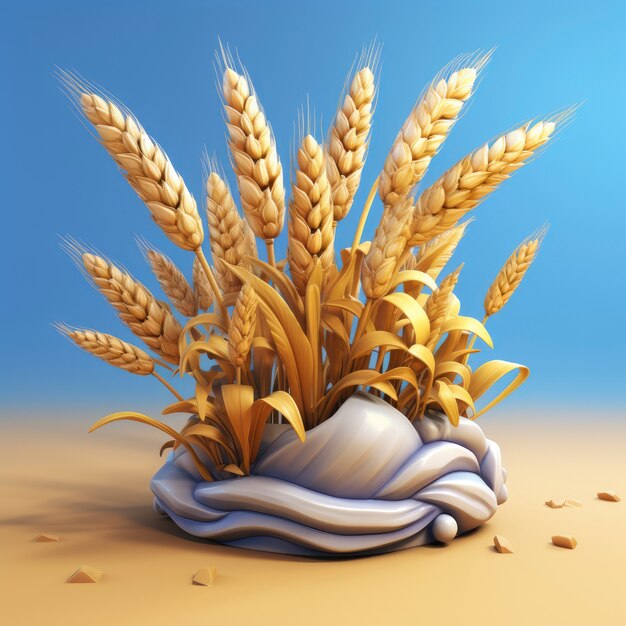 View of 3d graphic wheat