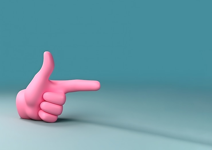 Бесплатный Фотография вид 3d-руки, указывающей указательным пальцем