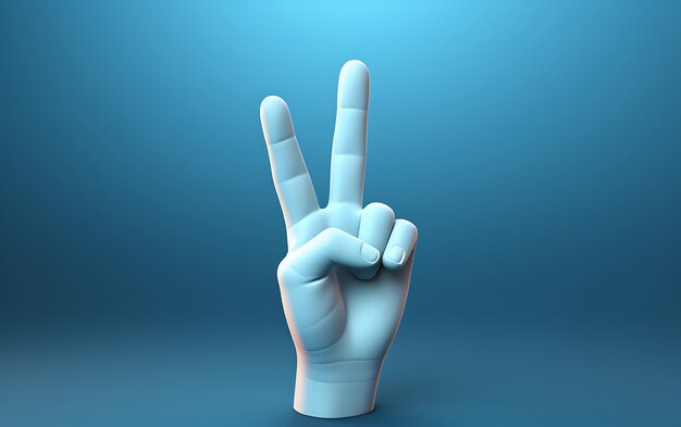 View of 3d hand showing peace gesture