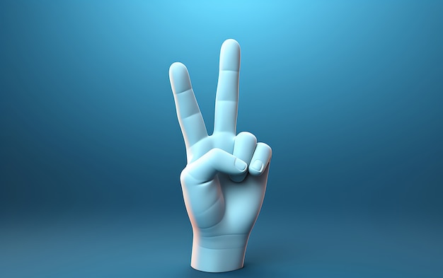 Вид 3D-руки, показывающей мирный жест