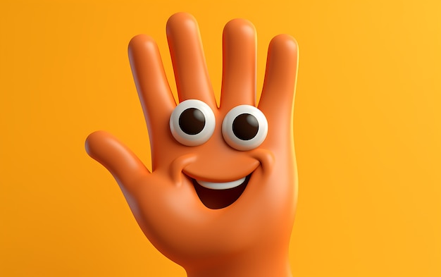 View of 3d hand with eyes