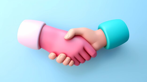 View of 3d hands showing handshake