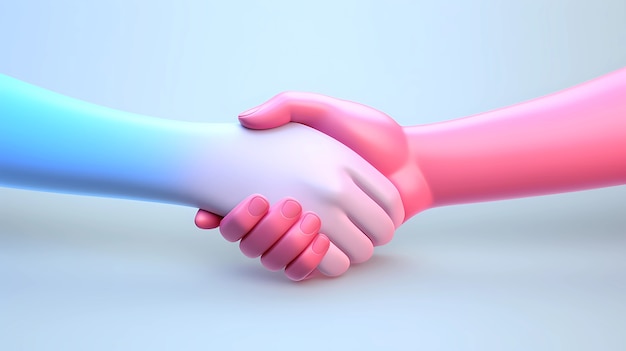 View of 3d hands showing handshake