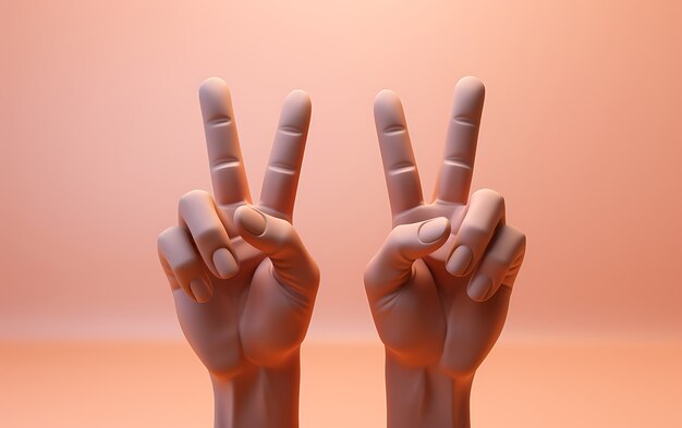 Вид 3D-руки, показывающие мирный жест