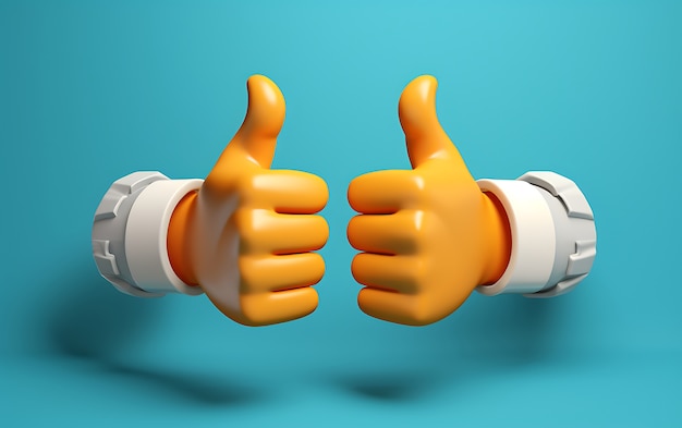 Free photo view of 3d hands showing thumbs up gesture