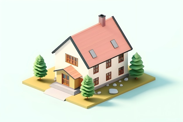 Free photo view of 3d house model