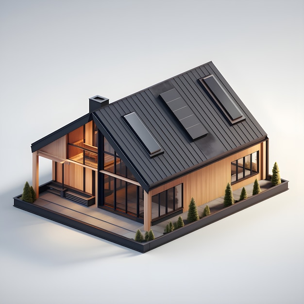 Free photo view of 3d house model