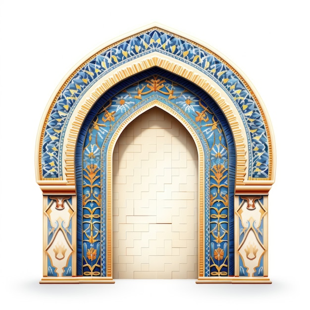 Free photo view of 3d islamic arch motif