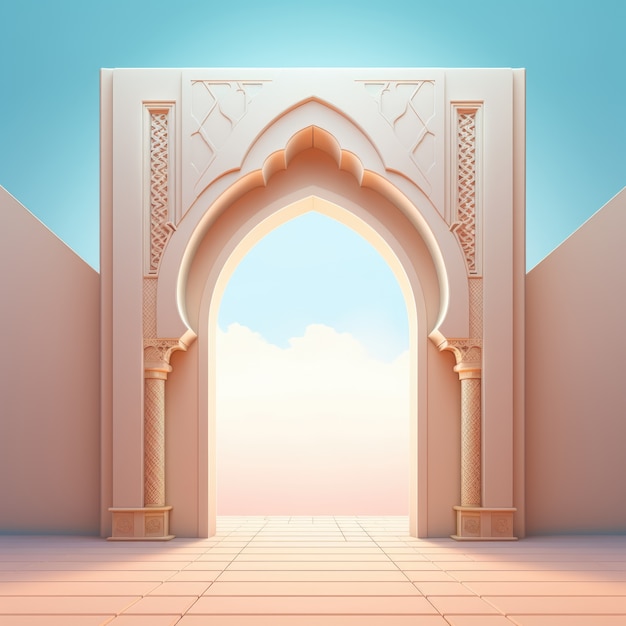 View of 3d islamic arch motif