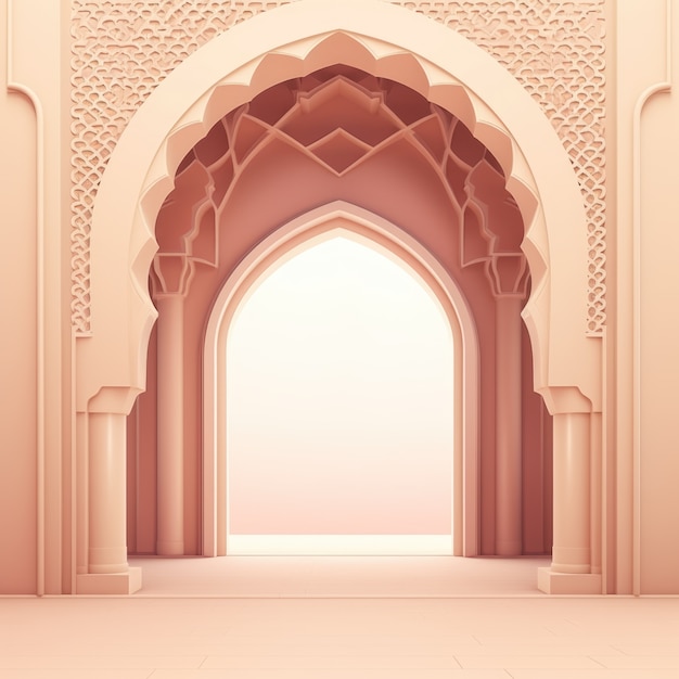 View of 3d islamic arch motif