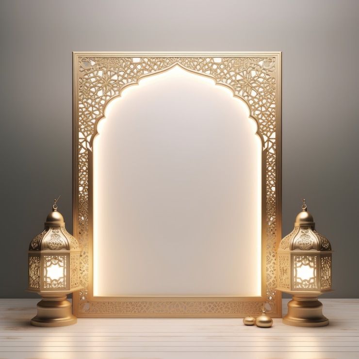Free Photo view of 3d islamic arch motif