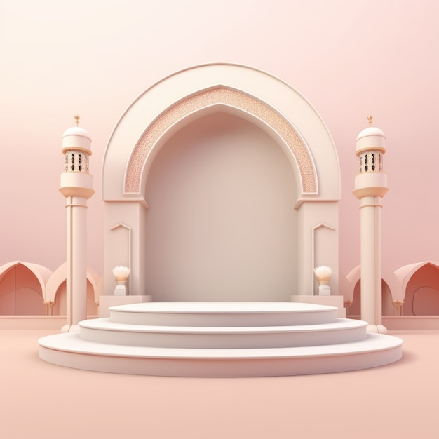 Foto gratuita vista del motivo dell'arco islamico 3d