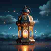 Free photo view of 3d islamic lantern