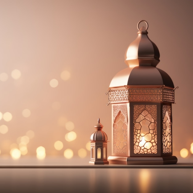 Free photo view of 3d islamic lantern