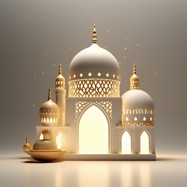 Free photo view of 3d islamic mosque