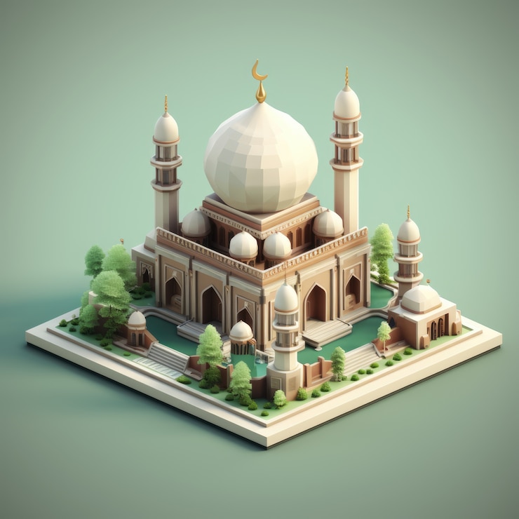 무료 Photo 3d 이슬람 모스크의 전망