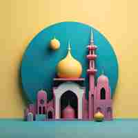 Free photo view of 3d islamic mosque