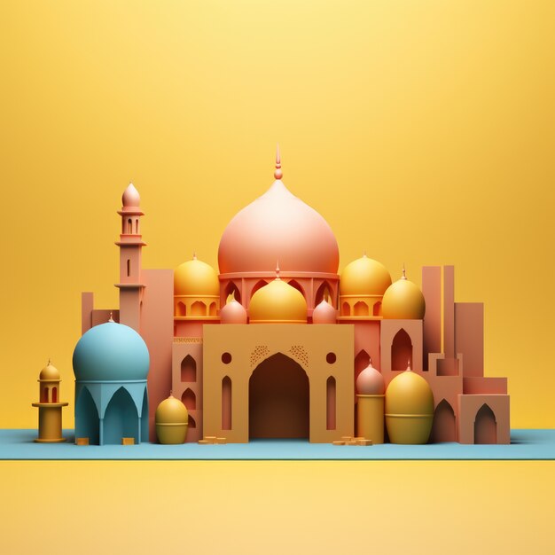 Free photo view of 3d islamic mosque