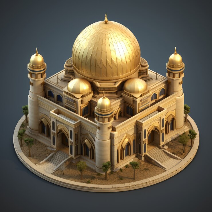 무료 Photo 3d 이슬람 모스크의 전망