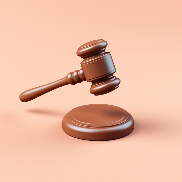 Free photo view of 3d justice gavel