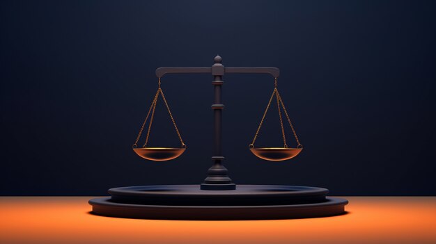 View of 3d justice scales