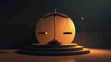 Free photo view of 3d justice scales