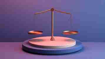 Free photo view of 3d justice scales