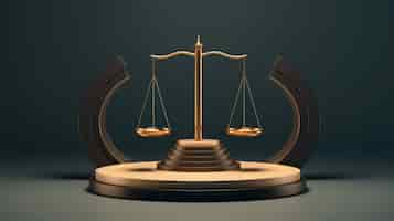 Free photo view of 3d justice scales