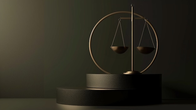 Free photo view of 3d justice scales