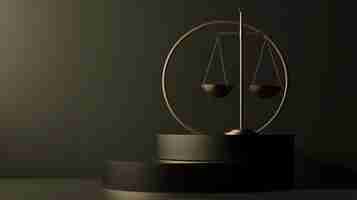 Free photo view of 3d justice scales